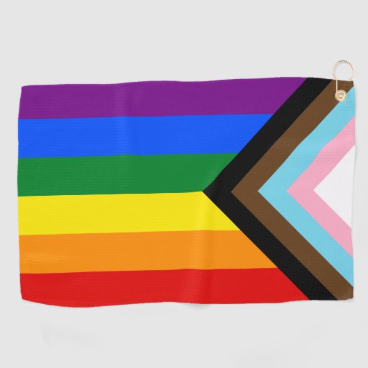 Progress Rainbow Flag Handtuch, Pride Golf / LGBTQ Golfhandtuch (Horizontal)