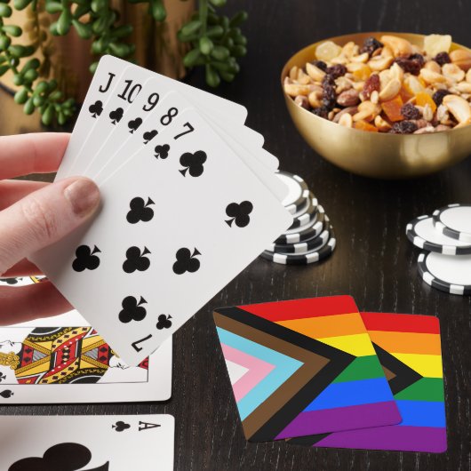 Progress Rainbow Flag, LGBTQ Rainbow Playing Cards Spielkarten (In Situ)