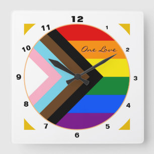 Progress Rainbow Flag Moderne Zuhause / Prix-Farbe Quadratische Wanduhr