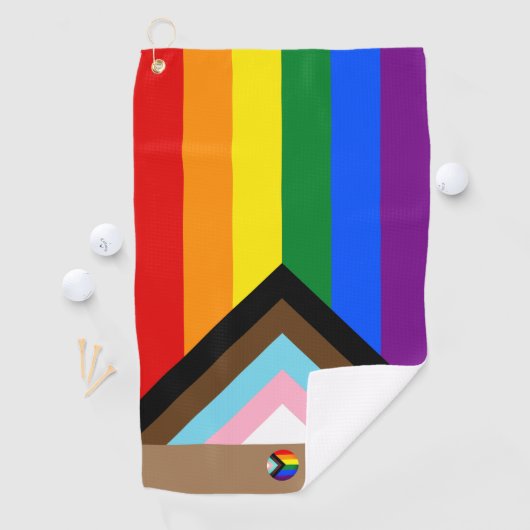 Progress Rainbow Flag & Pride mit Monogramm / LGBT Golfhandtuch (Insitu)
