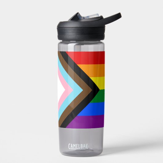 Progress Rainbow Flag, Stolz, LGBTQ Trinkflasche (Links)