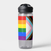 Progress Rainbow Flag, Stolz, LGBTQ Trinkflasche (Vorderseite)
