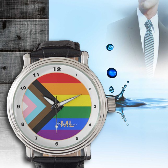 Progress Rainbow Flag watch, LGBTQ & Pride fashion Armbanduhr (Von Creator hochgeladen)