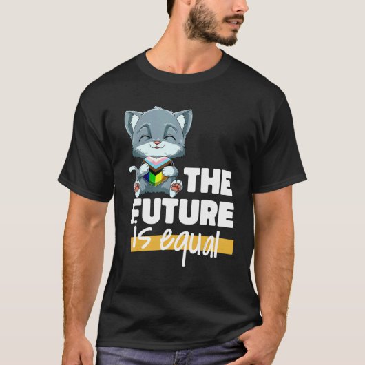 Progressiv Pride Cat Transgender Genderqueer T-Shirt (Vorderseite)