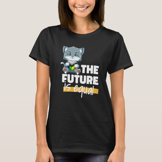 Progressiv Pride Cat Transgender Genderqueer T-Shirt (Vorderseite)