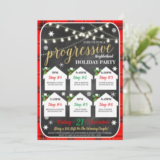 Progressive Feiertagsparty Einladung (Stehend Vorderseite)