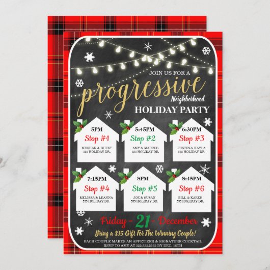 Progressive Feiertagsparty Einladung (Vorne/Hinten)