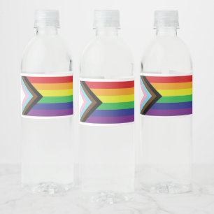 Progressive LGBTQIA-Flagge Wasserflaschenetikett