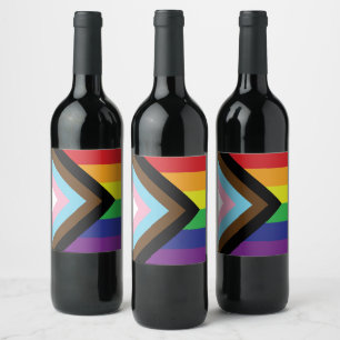Progressive LGBTQIA-Flagge Weinetikett