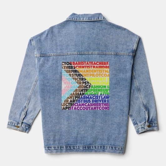 Progressive Rainbow Flag LGBT Gay Script Jeansjacke (Rückseite)