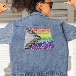 Progressive Rainbow Flag LGBT Gay Script Jeansjacke