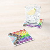 Progressive Rainbow Flag LGBT Gay Script Rechteckiger Pappuntersetzer (Vor Ort)