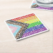 Progressive Rainbow Flag LGBT Gay Script Rechteckiger Pappuntersetzer (angewinkelt)