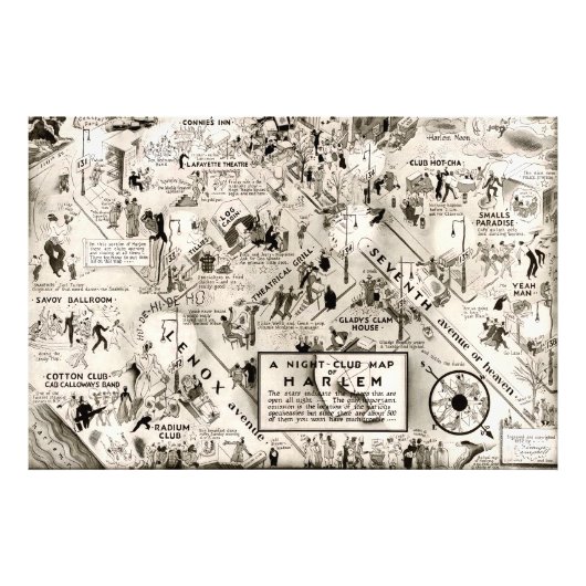 Prohibition Era Harlem, New York Speakeasy Map Fotodruck (Vorne)