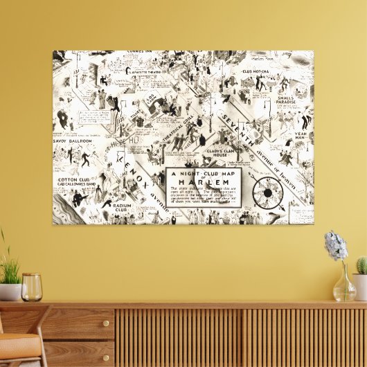 Prohibition Era Harlem, New York Speakeasy Map Leinwanddruck (Insitu (Wohnzimmer))