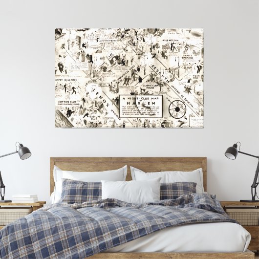 Prohibition Era Harlem, New York Speakeasy Map Leinwanddruck (Insitu (Schlafzimmer))