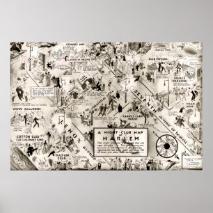 Prohibition Era Harlem, New York Speakeasy Map Poster
