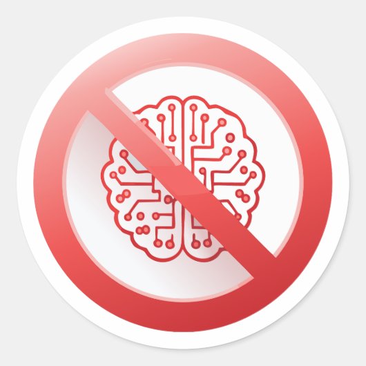 Prohibition sign of using artificial intelligence runder aufkleber (Vorderseite)