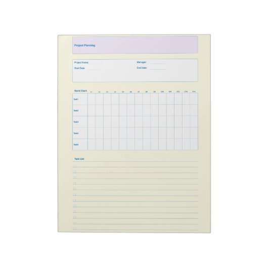 Project Planning Template, Printable Planner Sheet Notizblock (Rotiert)