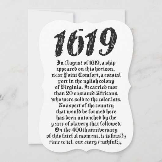 Projekt 1619 Etablierte American Black History Einladung (Vorderseite)