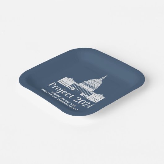 Projekt 2024 Abstimmung für Demokratie Pappteller (Gewinkelt)