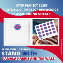 'Projekt 2025 anhalten!' Vote Blue - Demokratie sc Runder Aufkleber