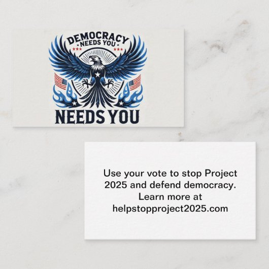 Projekt 2025 beenden - "Verteidigung der Demokrati Visitenkarte (Vorne/Hinten)