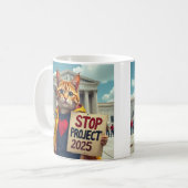 Projekt 2025 Cat Protester AI Art Kaffeetasse (Vorderseite Links)