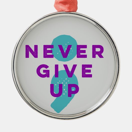 Projekt-Semikolon geben nie Silbernes Ornament (Vorne)