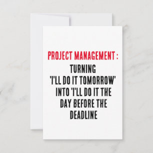 Projektmanagement: "Ich mache es morgen" Dankeskarte