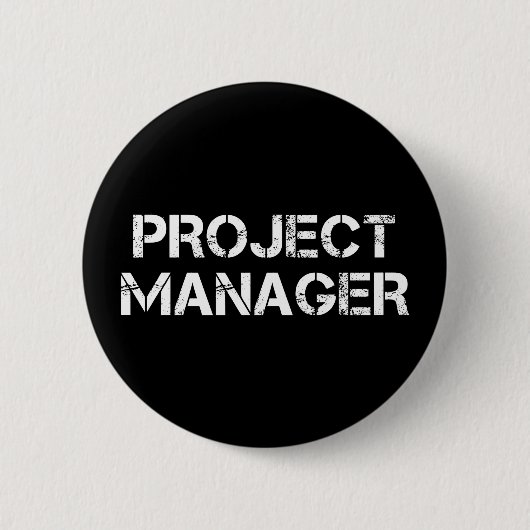 Projektmanager Geschenk für industrielle Schriftar Button (Vorderseite)