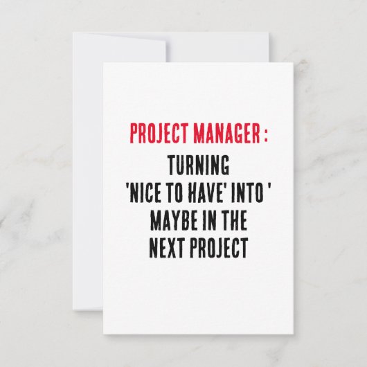Projektmanager machen 'nice to have' zu 'mayb' dankeskarte (Vorderseite)
