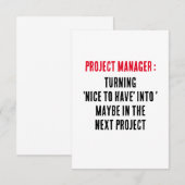 Projektmanager machen 'nice to have' zu 'mayb' dankeskarte (Vorne/Hinten)
