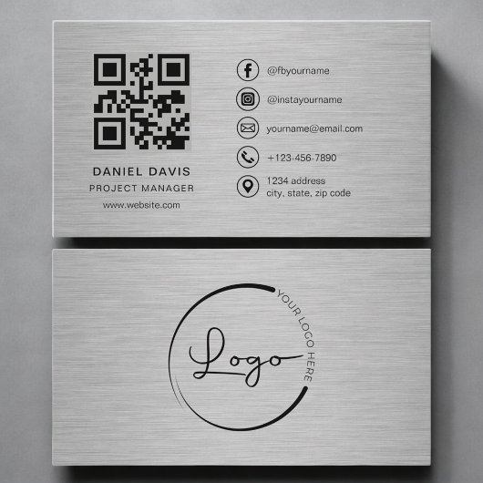 Projektmanager Metall QR Code Visitenkarte