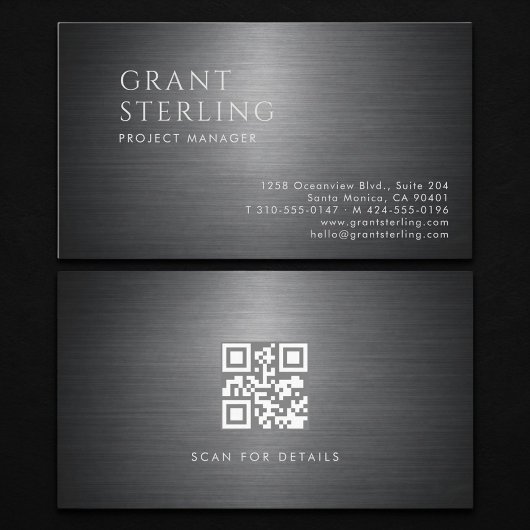 Projektmanager Metallischer QR-Code Visitenkarte