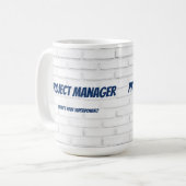 Projektmanager Was ist Ihr Super-Power?Ziegel Kaffeetasse (Vorderseite Links)