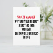 Projektmanager Wir stellen Ihre Projekt-Desaster u Dankeskarte (Stehend Vorderseite)