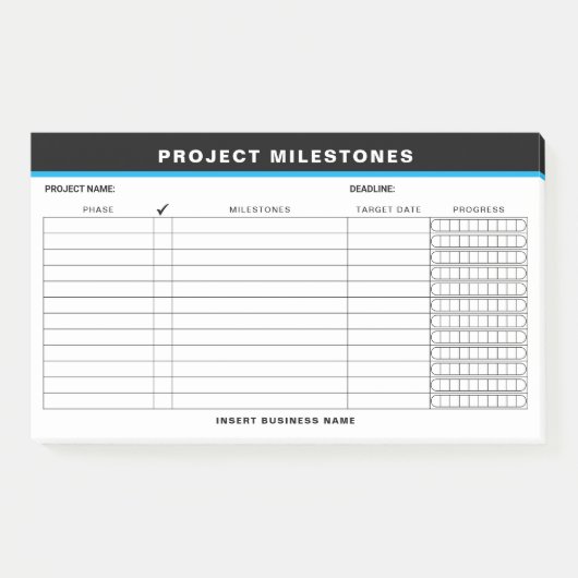 Projektmeilenstein-Tracker-Klebezettel hinzufügen Post-it Klebezettel (Vorderseite)