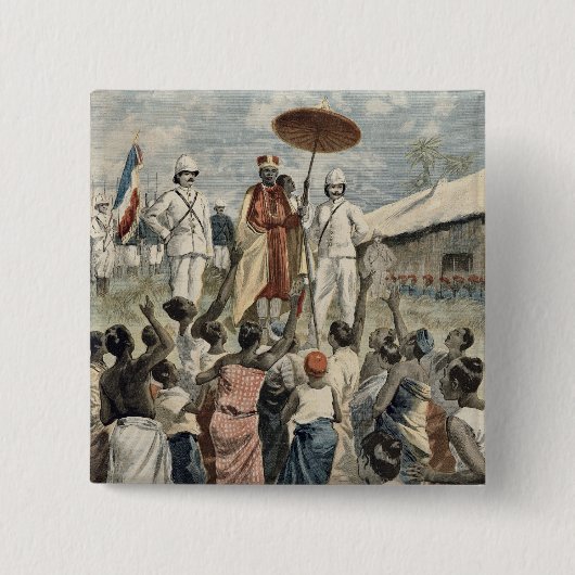 Proklamation des neuen Königs von Dahomey Button (Vorderseite)