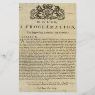 Proklamation durch den König für die Aufhebung des Briefpapier