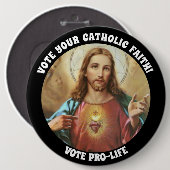PROLIFE ABSTIMMUNG CATHOLIC SACRED HERART JESUS BUTTON (Vorne & Hinten)