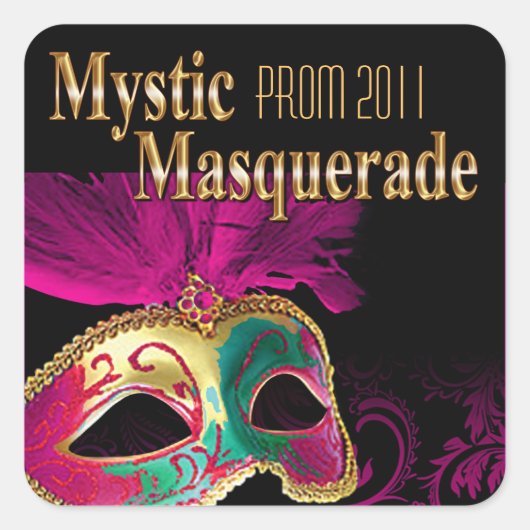 Prom 2011 Mystic Masquerade Party Quadratischer Aufkleber (Vorderseite)