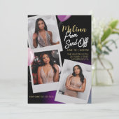 Prom-Absenden von Lila Gold-Foto individuell anpas Einladung (Stehend Vorderseite)