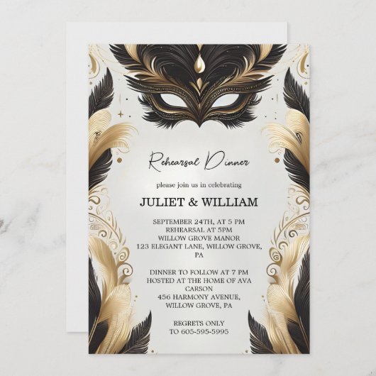 Prom Costume Masquerade Ball Probe Dinner Einladung (Vorne/Hinten)