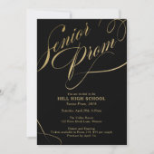Prom-Einladung, Schwarzes & Gold-Script Senior Pro Einladung (Vorderseite)