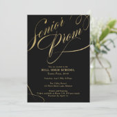Prom-Einladung, Schwarzes & Gold-Script Senior Pro Einladung (Stehend Vorderseite)