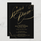 Prom-Einladung, Schwarzes & Gold-Script Senior Pro Einladung (Vorne/Hinten)