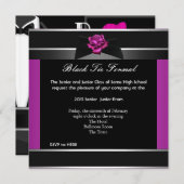 Prom High School Dance Formal Pink Black Krawatte Einladung (Vorne/Hinten)