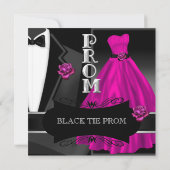 Prom High School Dance Formal Pink Black Krawatte Einladung (Rückseite)