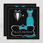 Prom High School Dance Formal Red Black Krawatte Einladung (Vorne/Hinten)